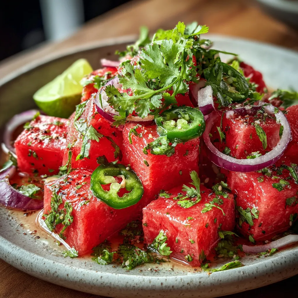 Spicy Watermelon Salad with Cilantro and Lime