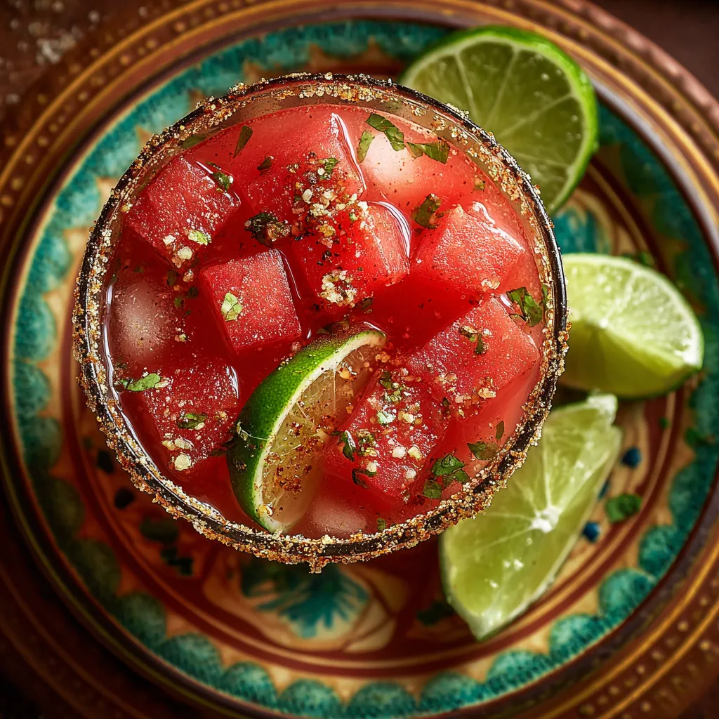 Refreshing Virgin Watermelon Margarita with Spicy Tajín Rim