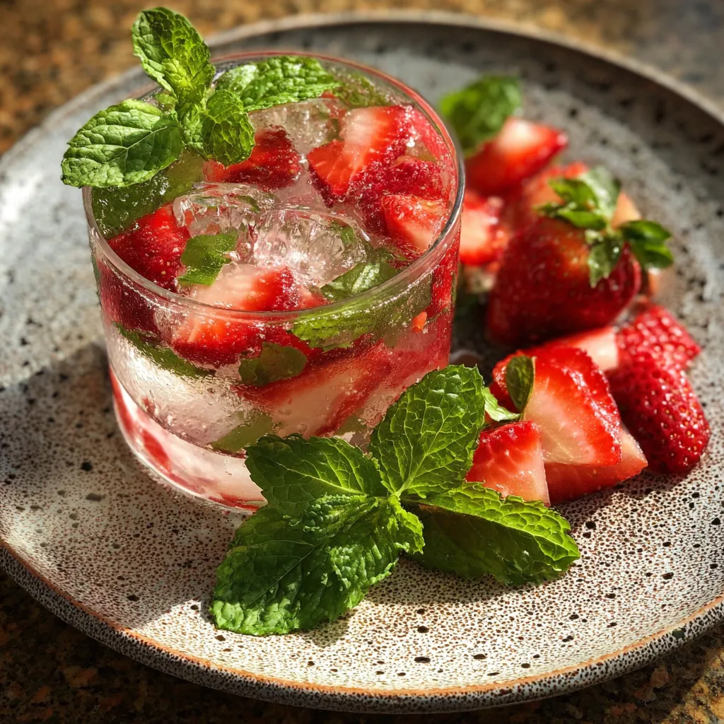 Refreshing Sparkling Minty Strawberry Mojito