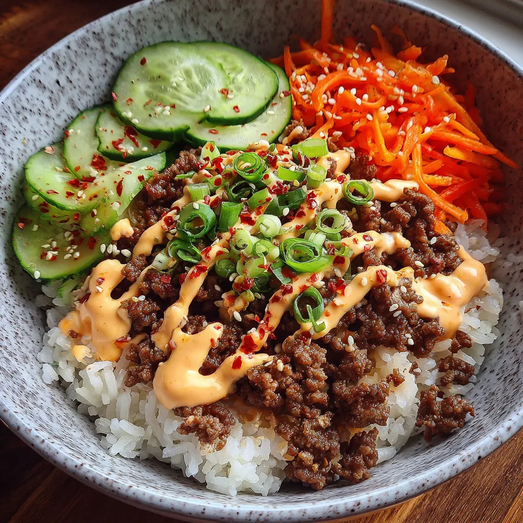 Korean Beef Bowls with Spicy Mayo