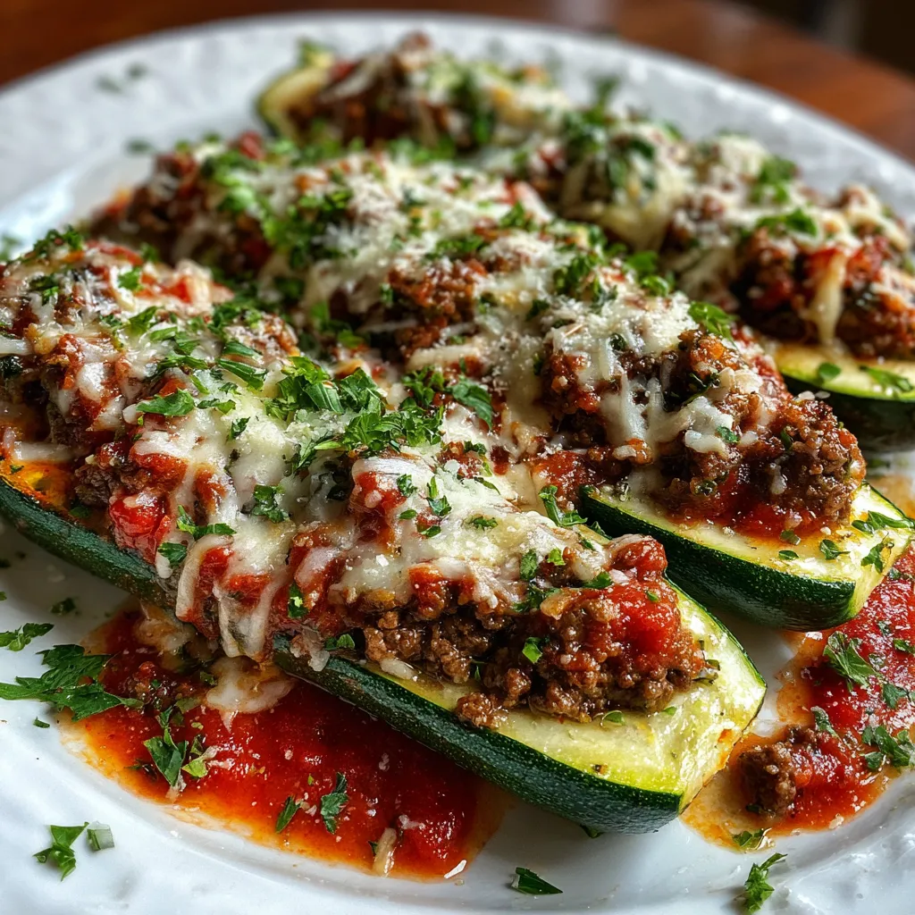 Ground Beef Zucchini Boats