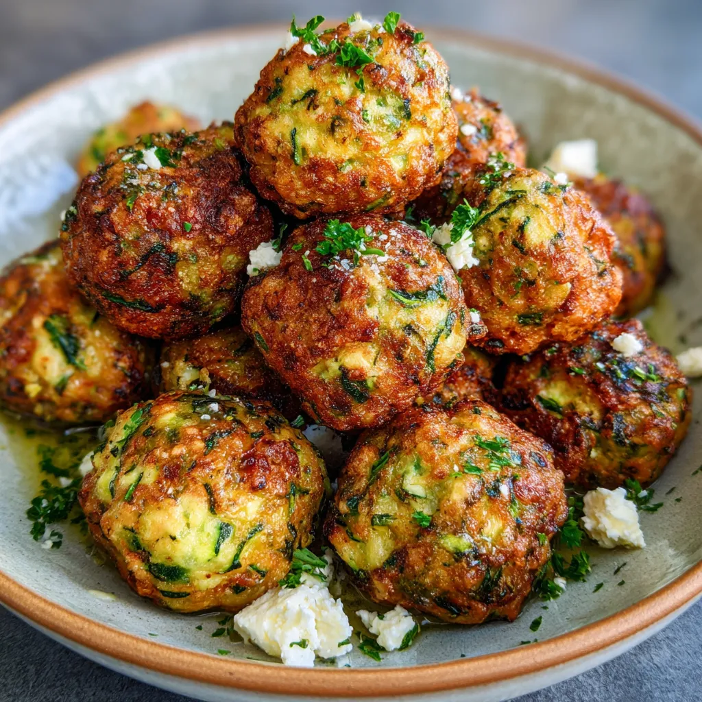 Crispy Healthy Vegetarian Zucchini Feta Balls