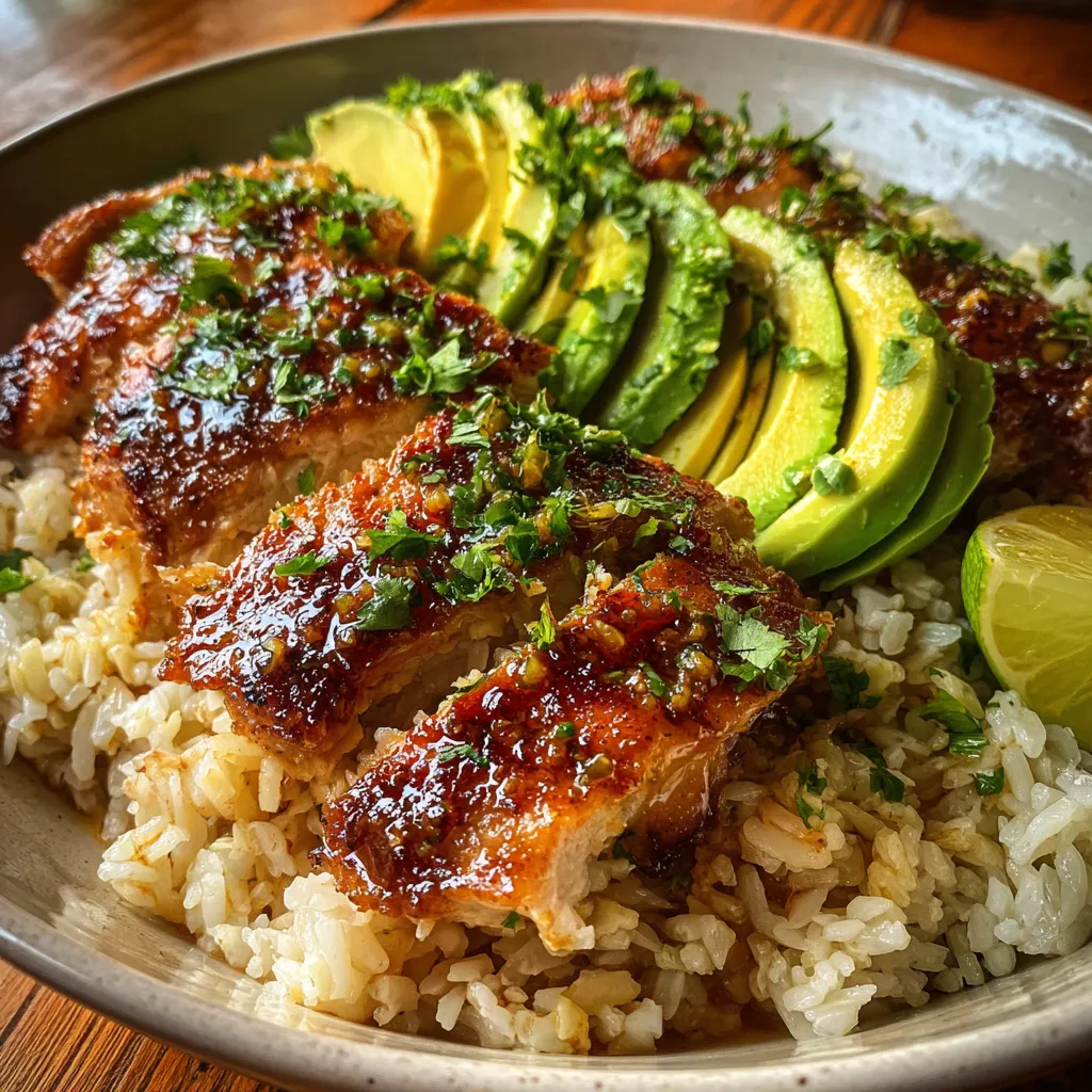 Honey Lime Chicken &amp; Avocado Rice Bowl