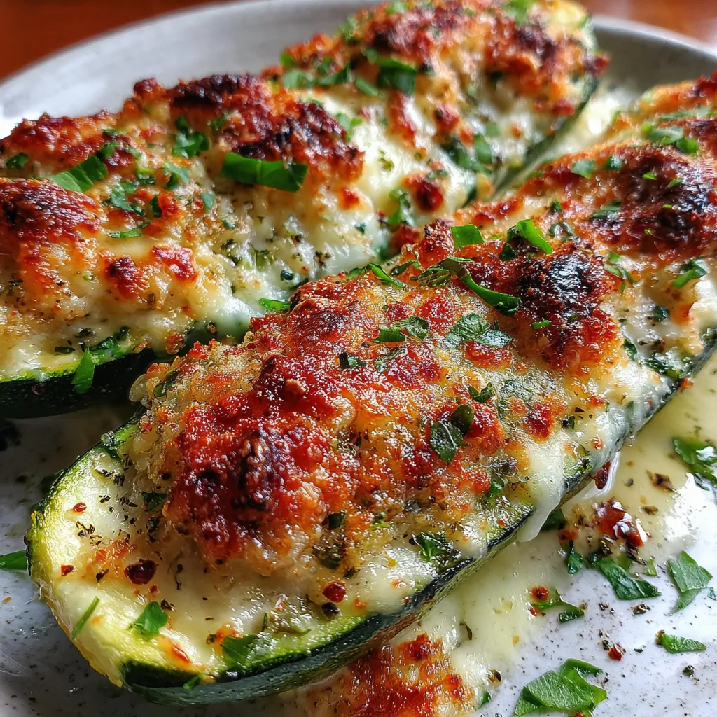 Zucchini Boat Stuffed With Cheese