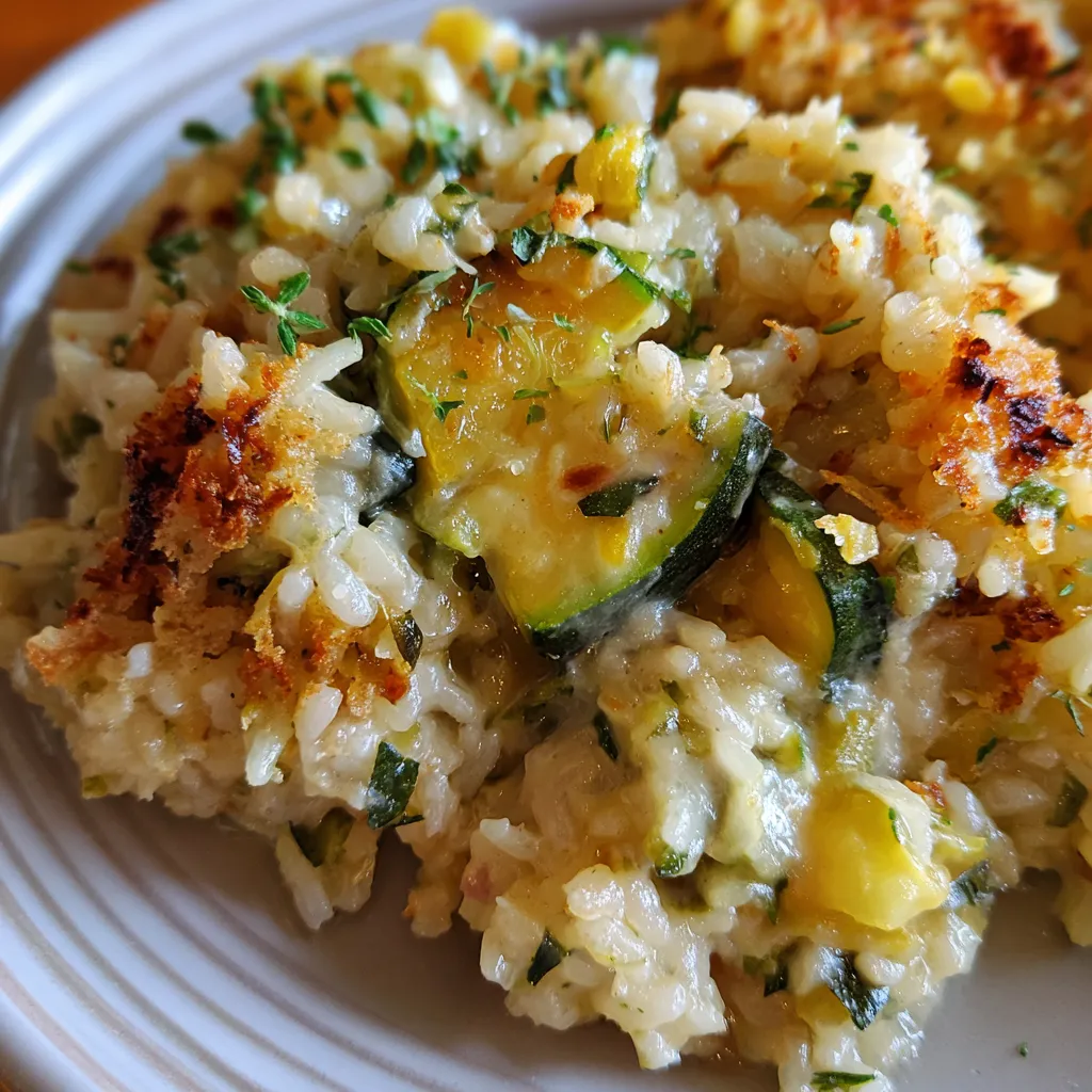 Creamy Zucchini Rice Stuffing Casserole