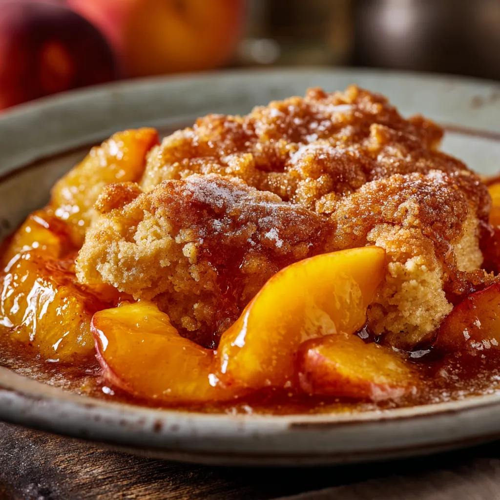 Fresh Peach Cobbler with Brown Sugar Biscuit Topping