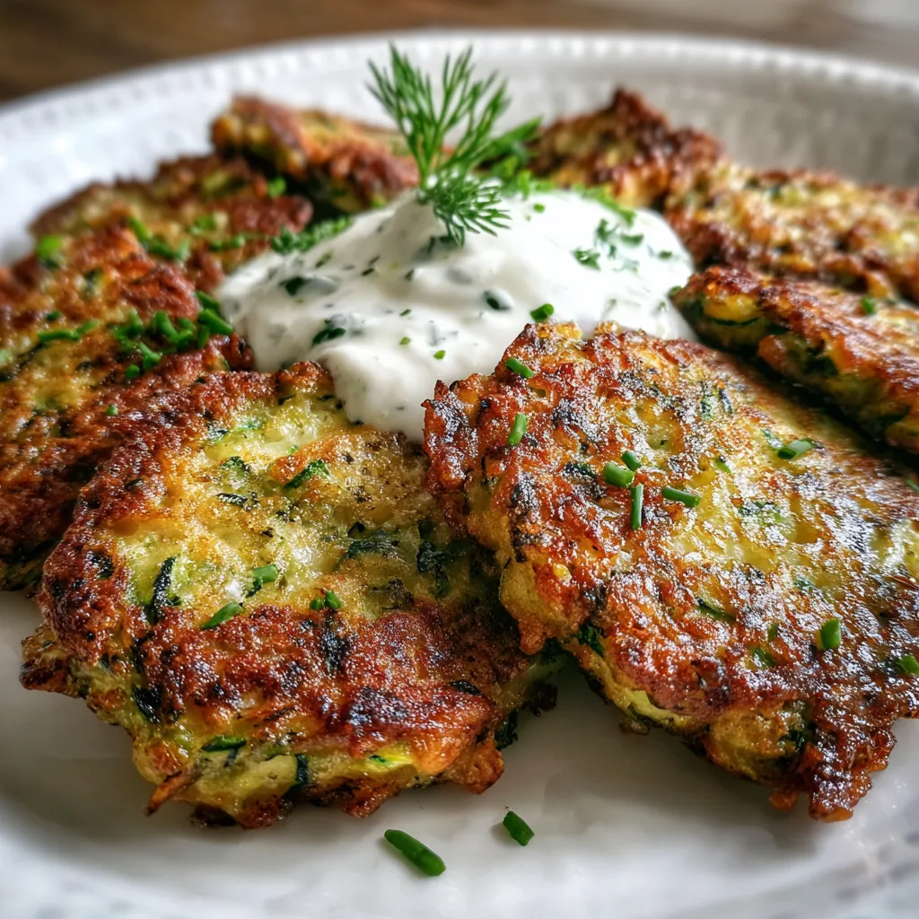 Crispy Zucchini Fritters with Creamy Garlic Herb Dip
