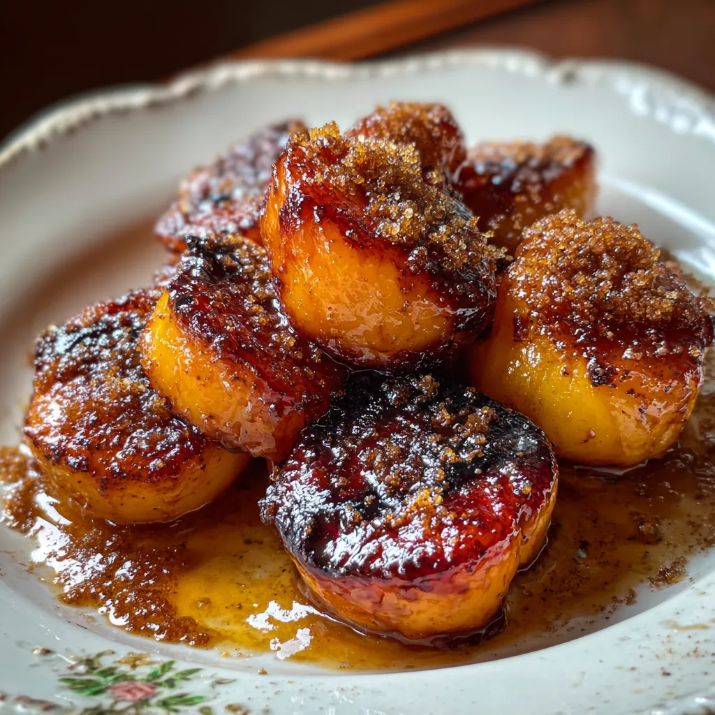 Pan-Seared Caramelized Peaches with Brown Sugar