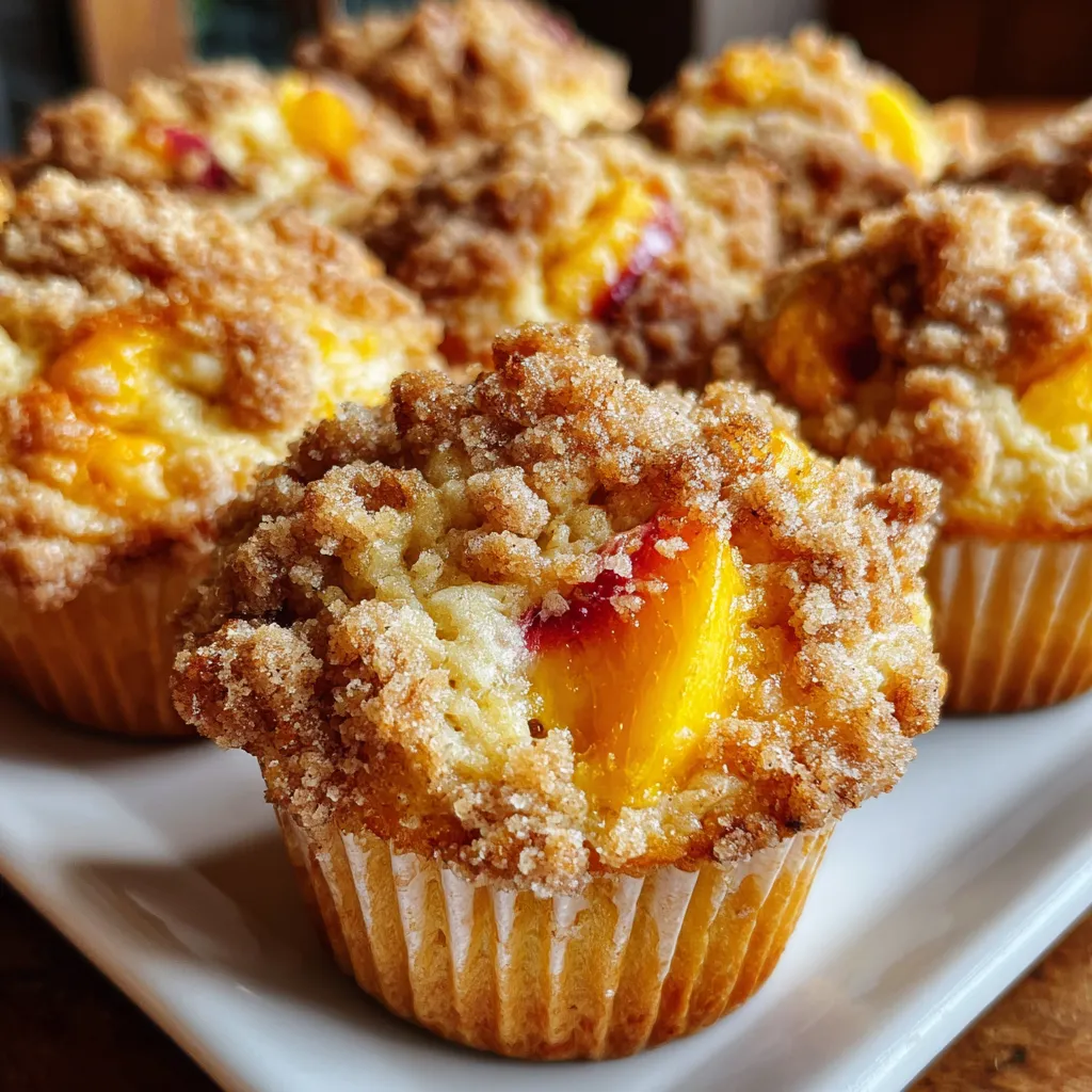 Fresh Peach Crumb Muffins