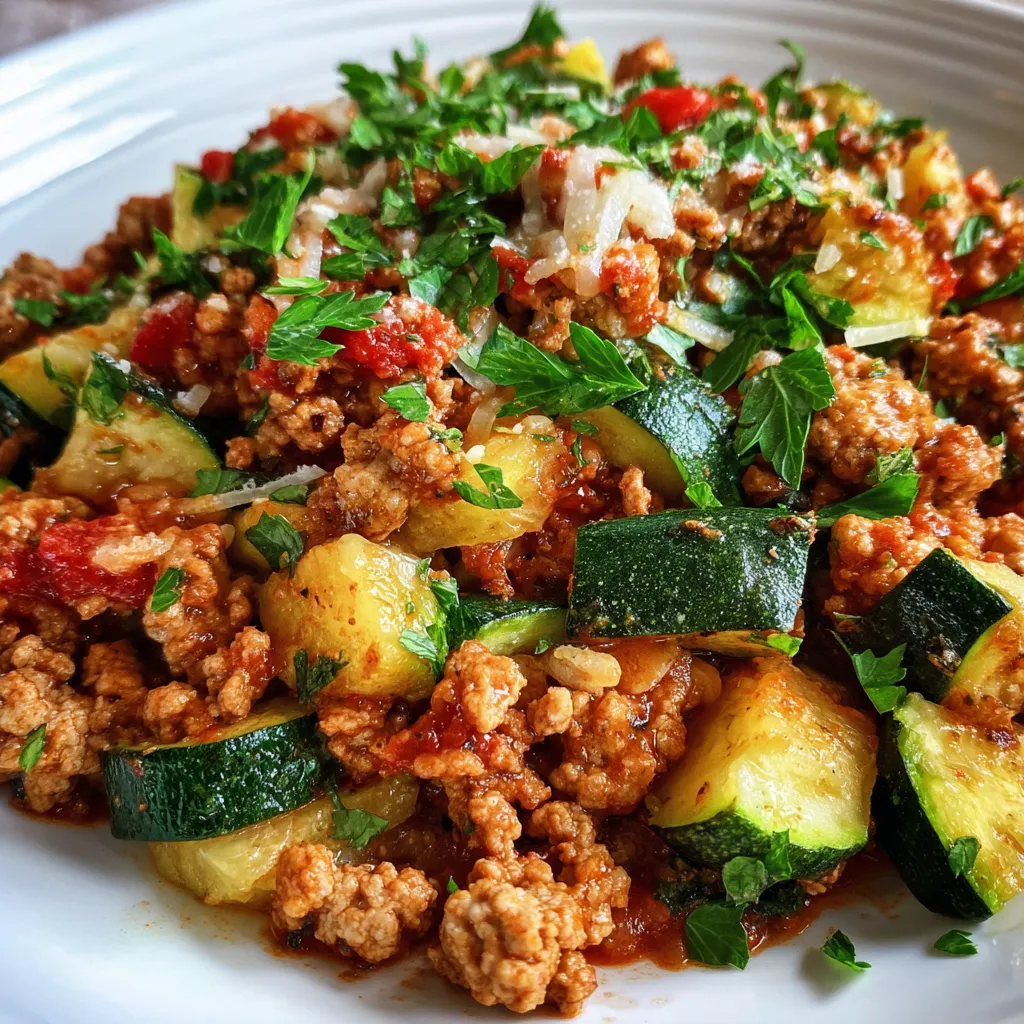 Savory Ground Turkey Zucchini Skillet