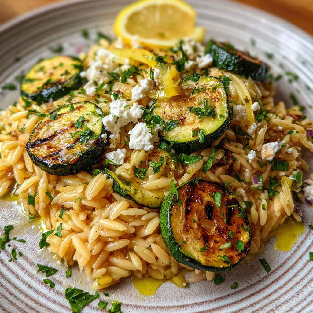 Greek Lemon Orzo with Roasted Zucchini