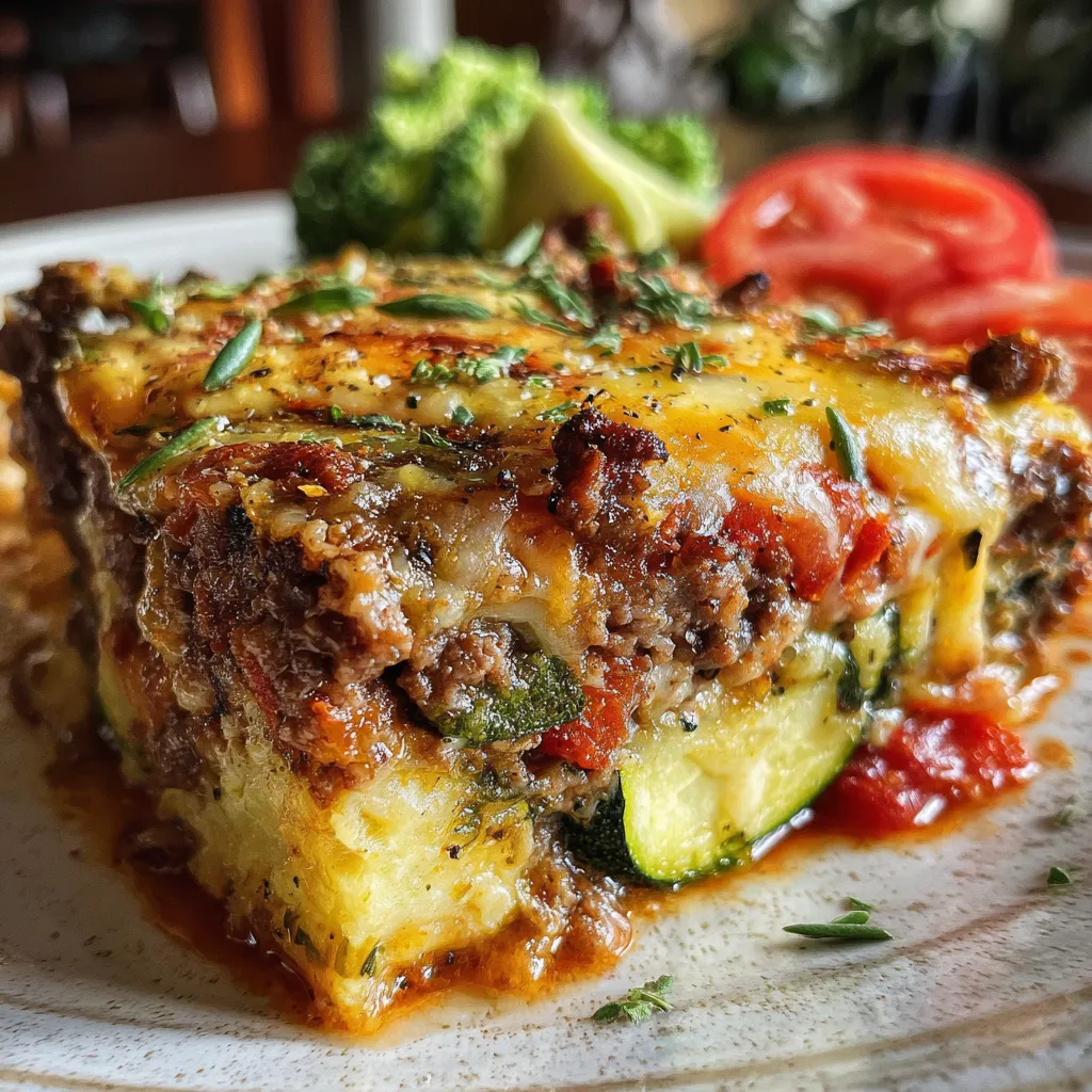 Cheesy Ground Beef and Zucchini Casserole