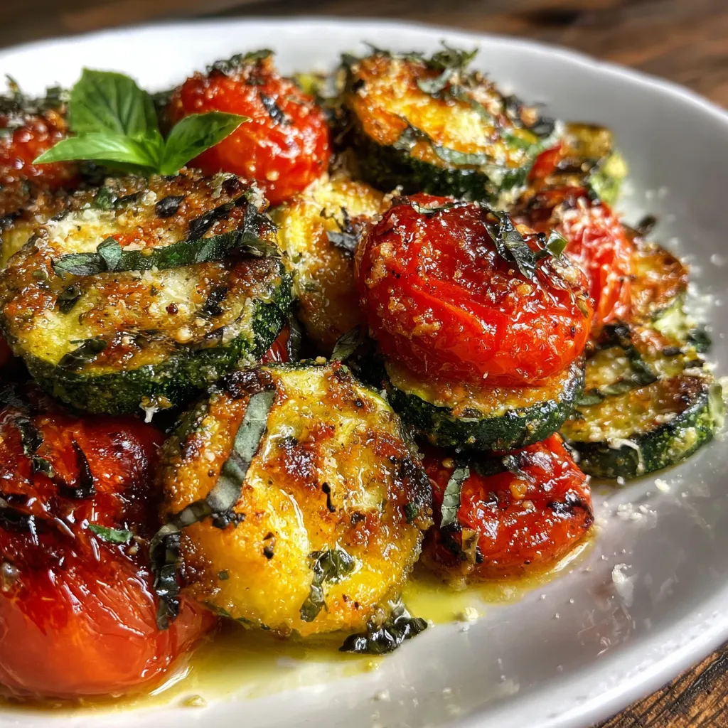 Healthy Roasted Parmesan Zucchini and Tomatoes