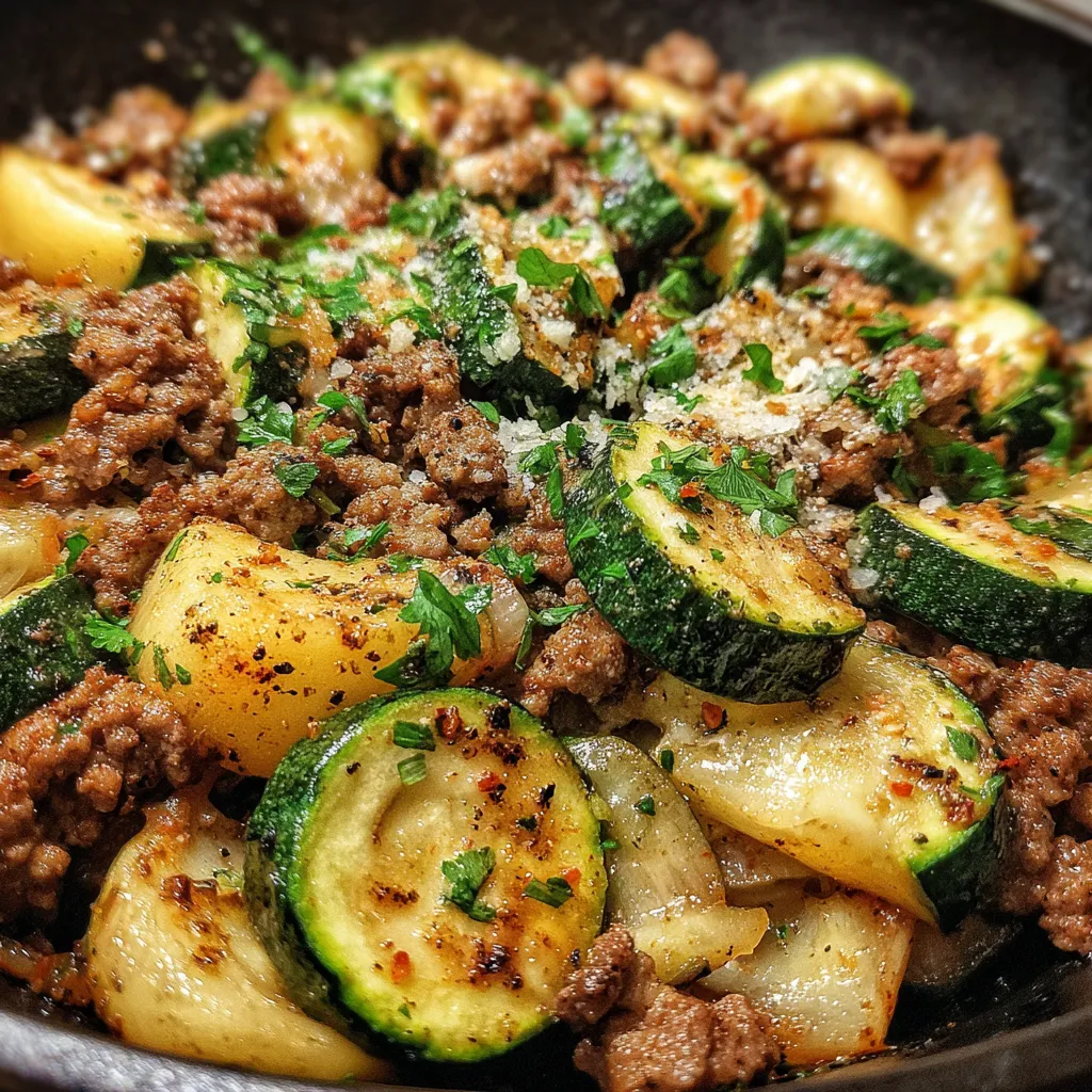 Garlic Butter Ground Beef and Zucchini Skillet