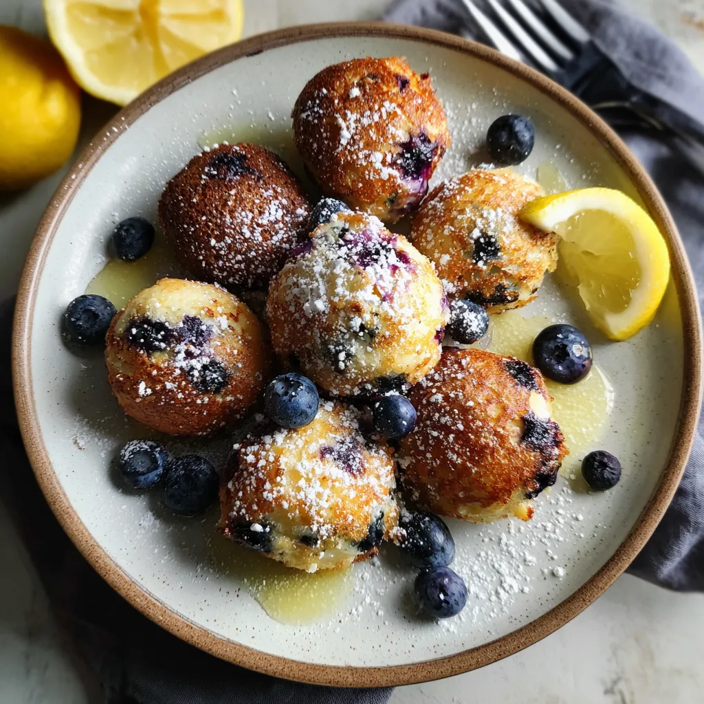 Fluffy Greek Yogurt Lemon Blueberry Pancake Bites