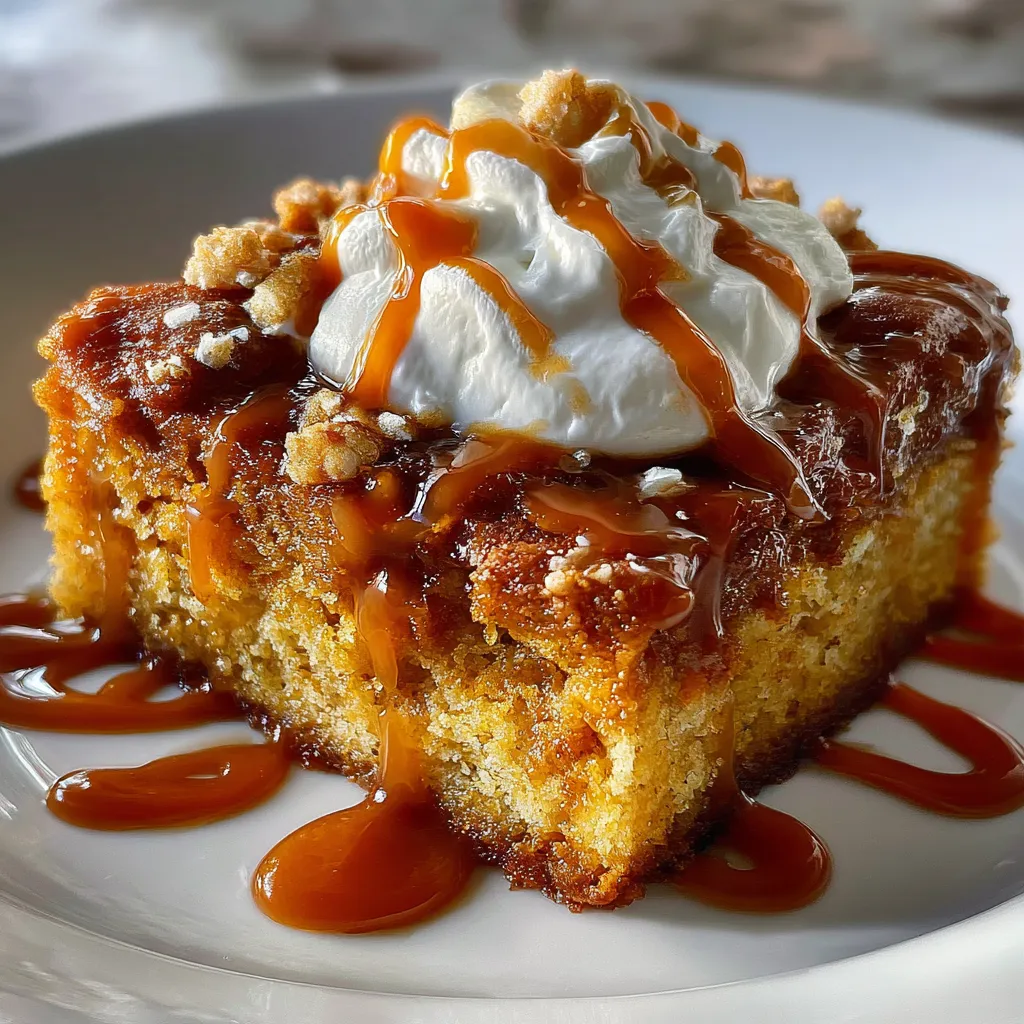 Pumpkin Caramel Cream Cheese Poke Cake