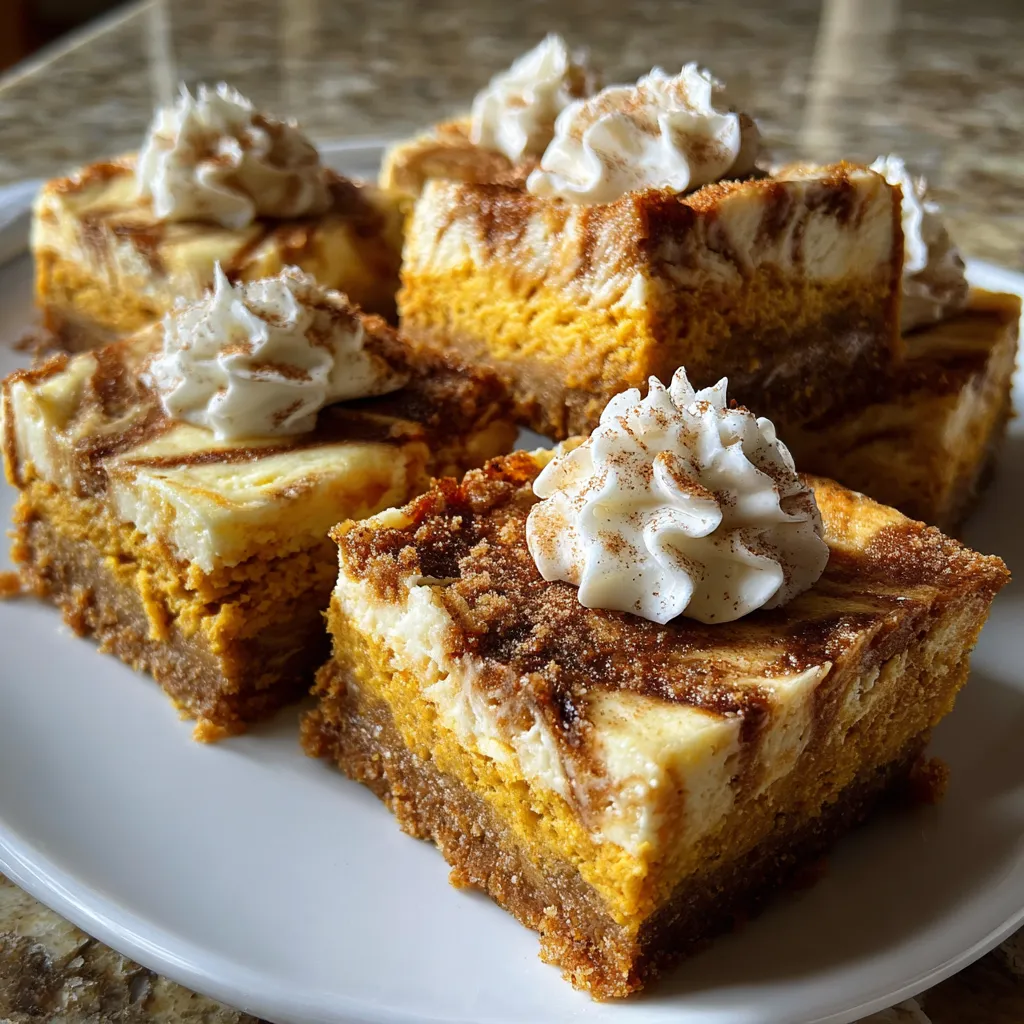 Swirled Pumpkin Cheesecake Bars