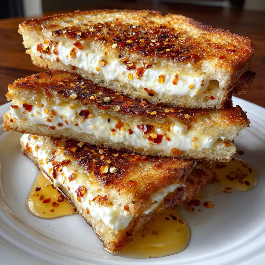Goat Cheese Grilled Cheese with Honey and Red Pepper Flakes