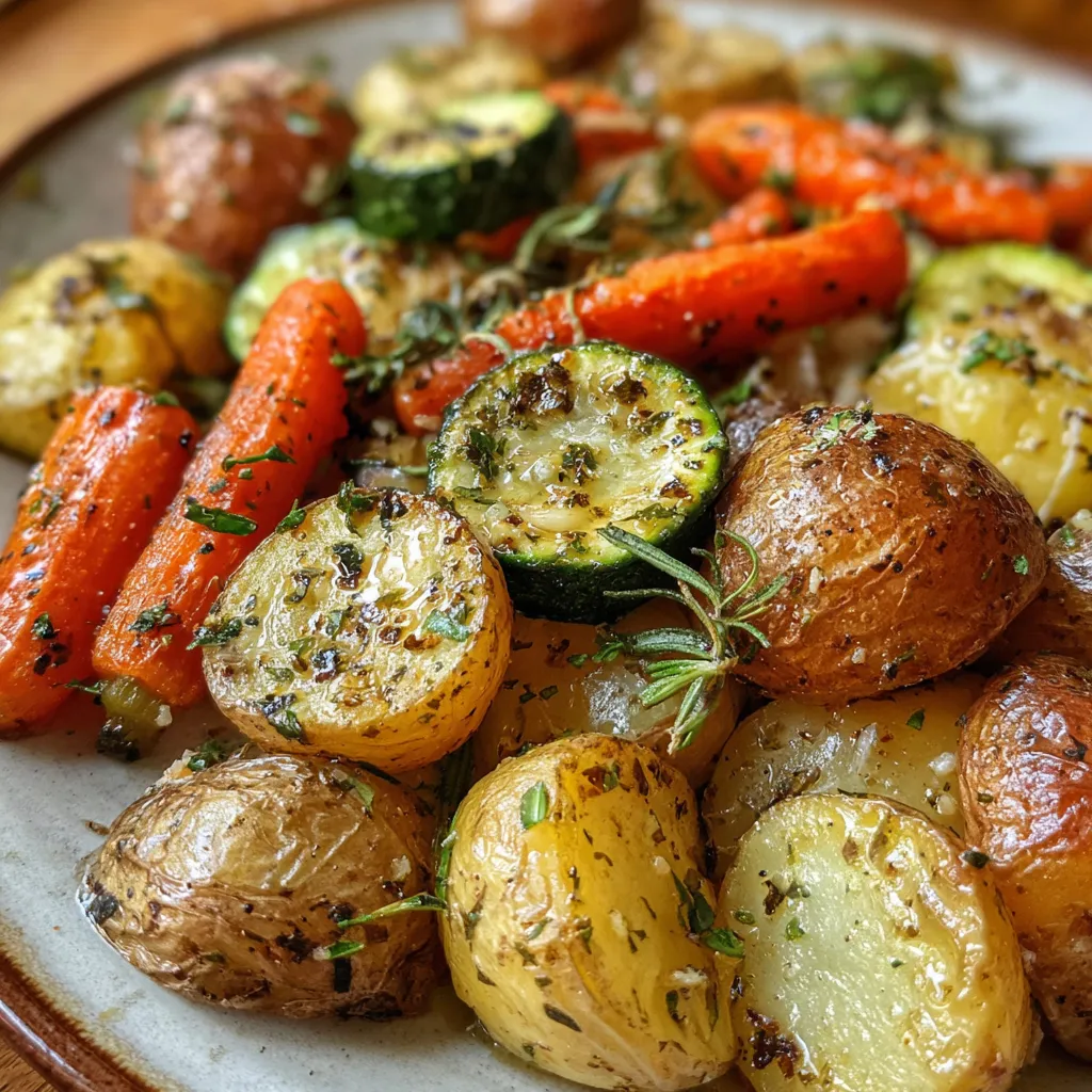 Garlic Herb Roasted Potatoes with Carrots and Zucchini