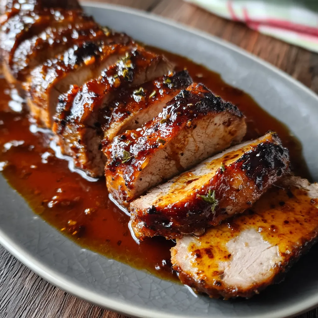 Slow Cooker Apple Butter Glazed Pork Tenderloin
