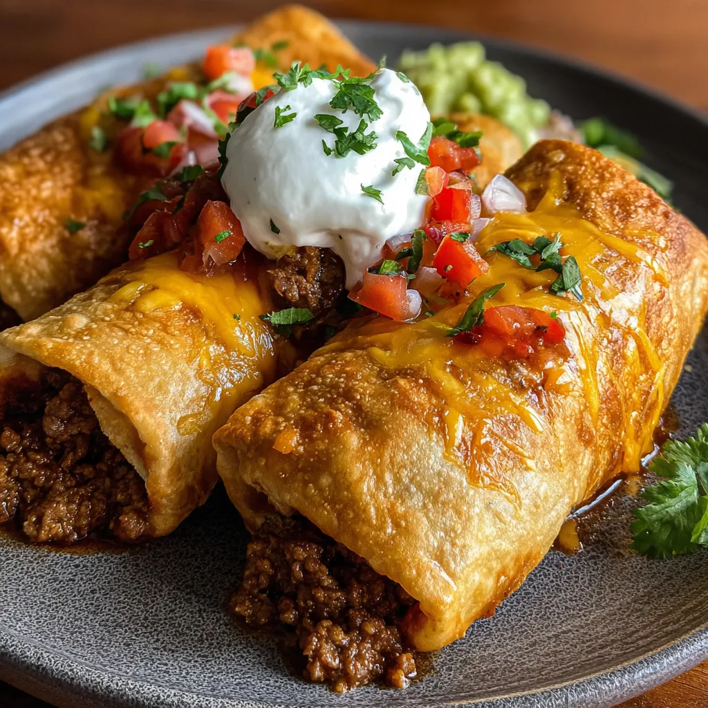 Beef and Cheese Chimichangas