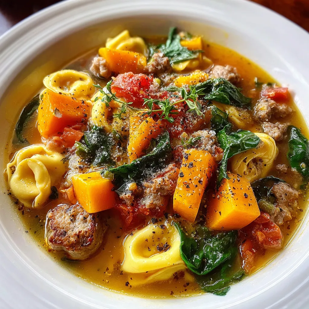 Butternut Squash Sausage and Tortellini Soup