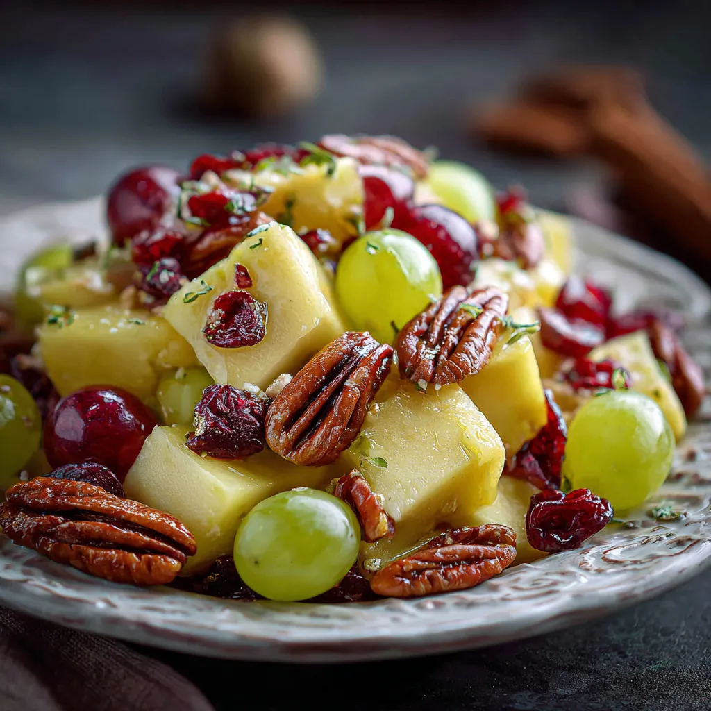 Apple Salad with Grapes, Pecans, and Dried Cranberries
