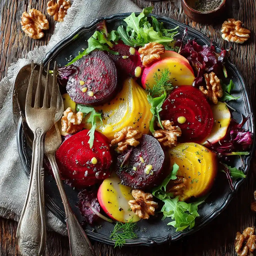 Beet and Apple Salad with Honey-Lemon Mustard Dressing