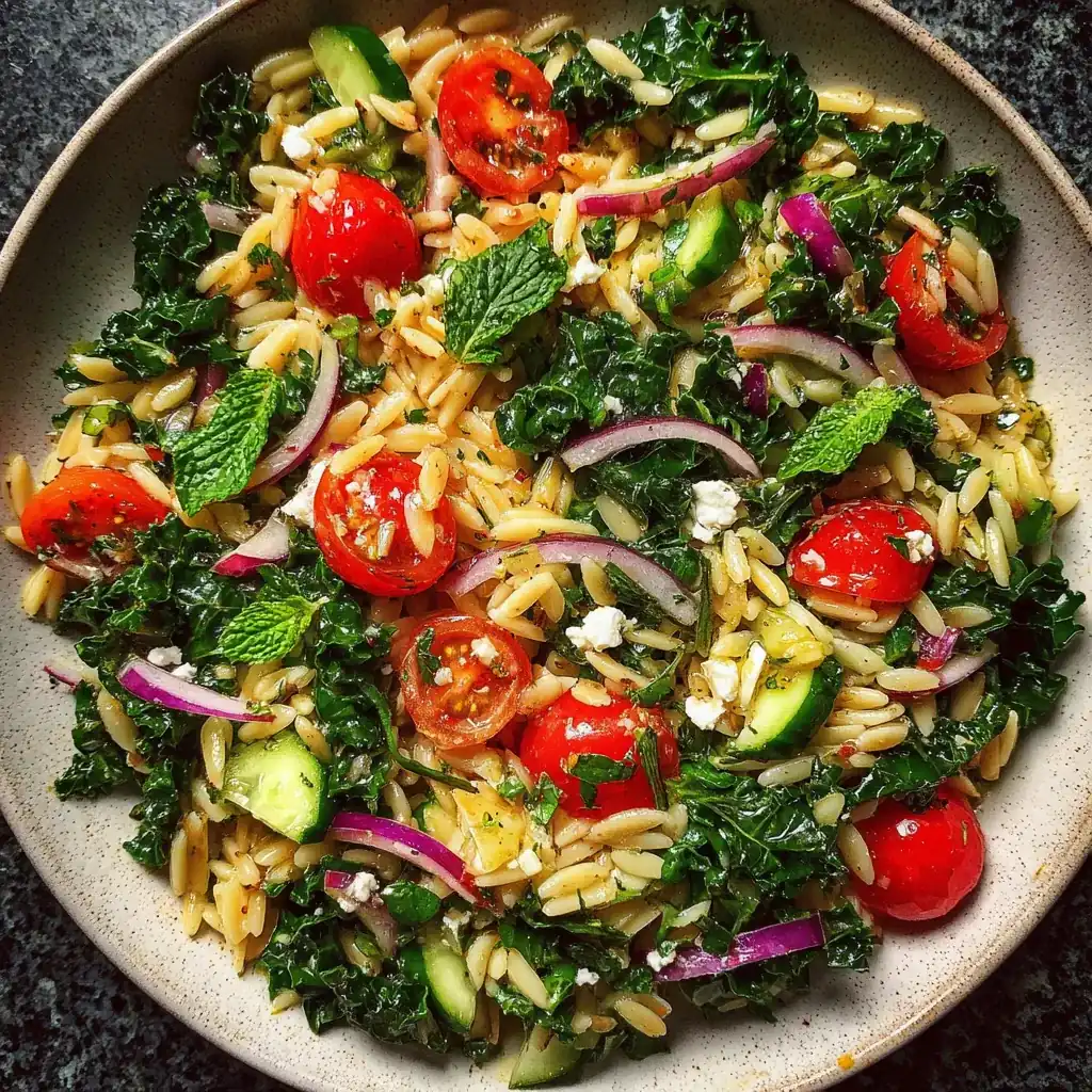 Kale Orzo Salad with Maple Lime Vinaigrette