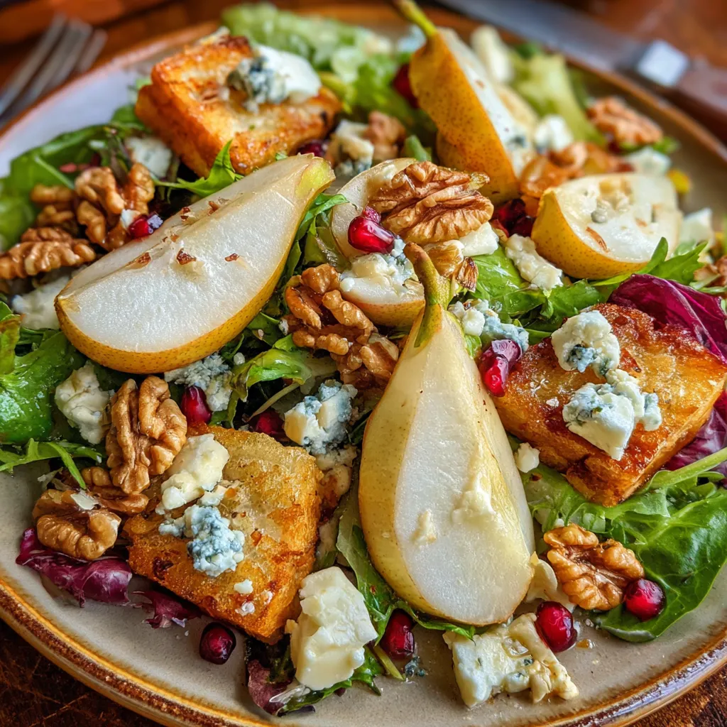 Pear Blue Cheese and Toasted Walnut Salad