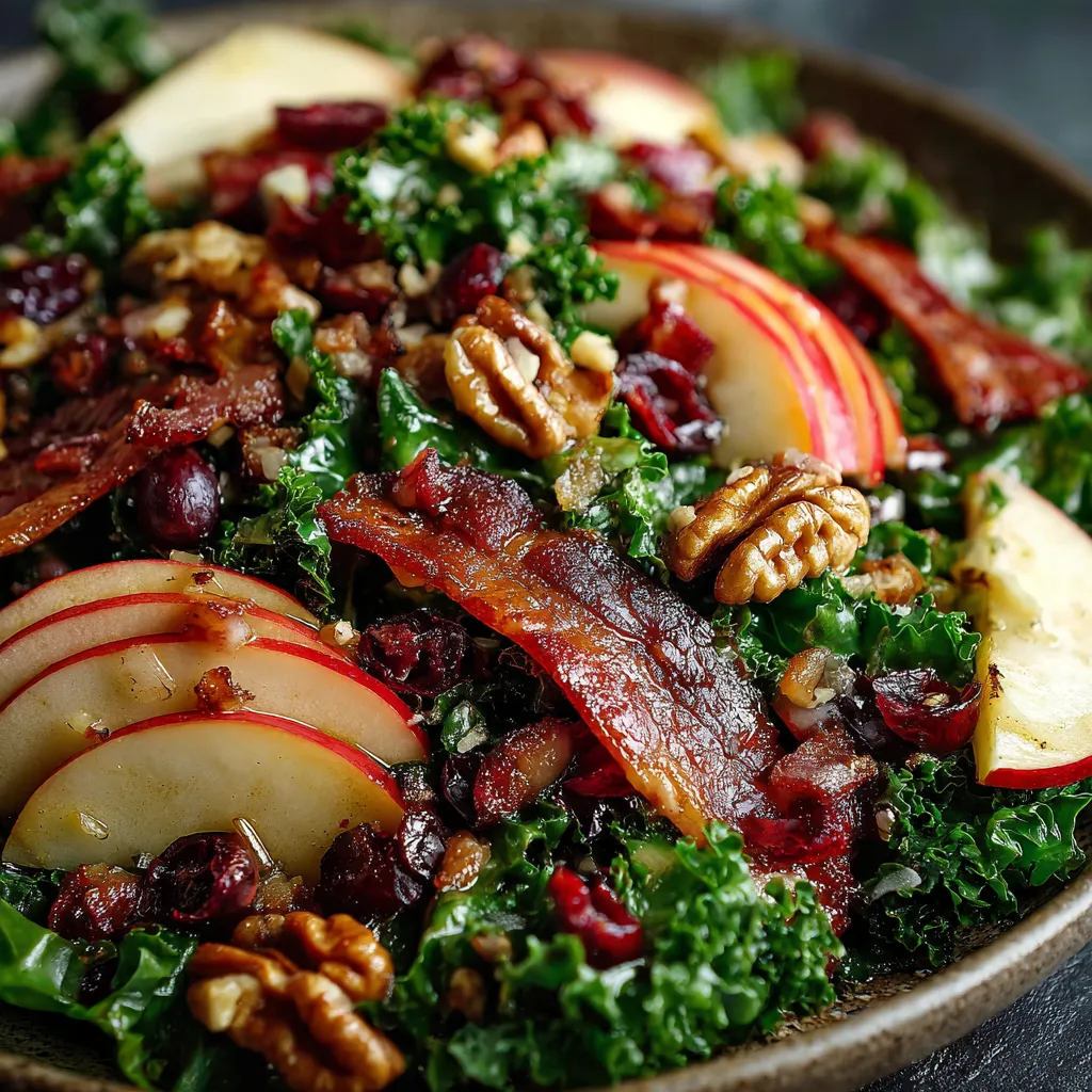Apple Cranberry Bacon Kale Salad