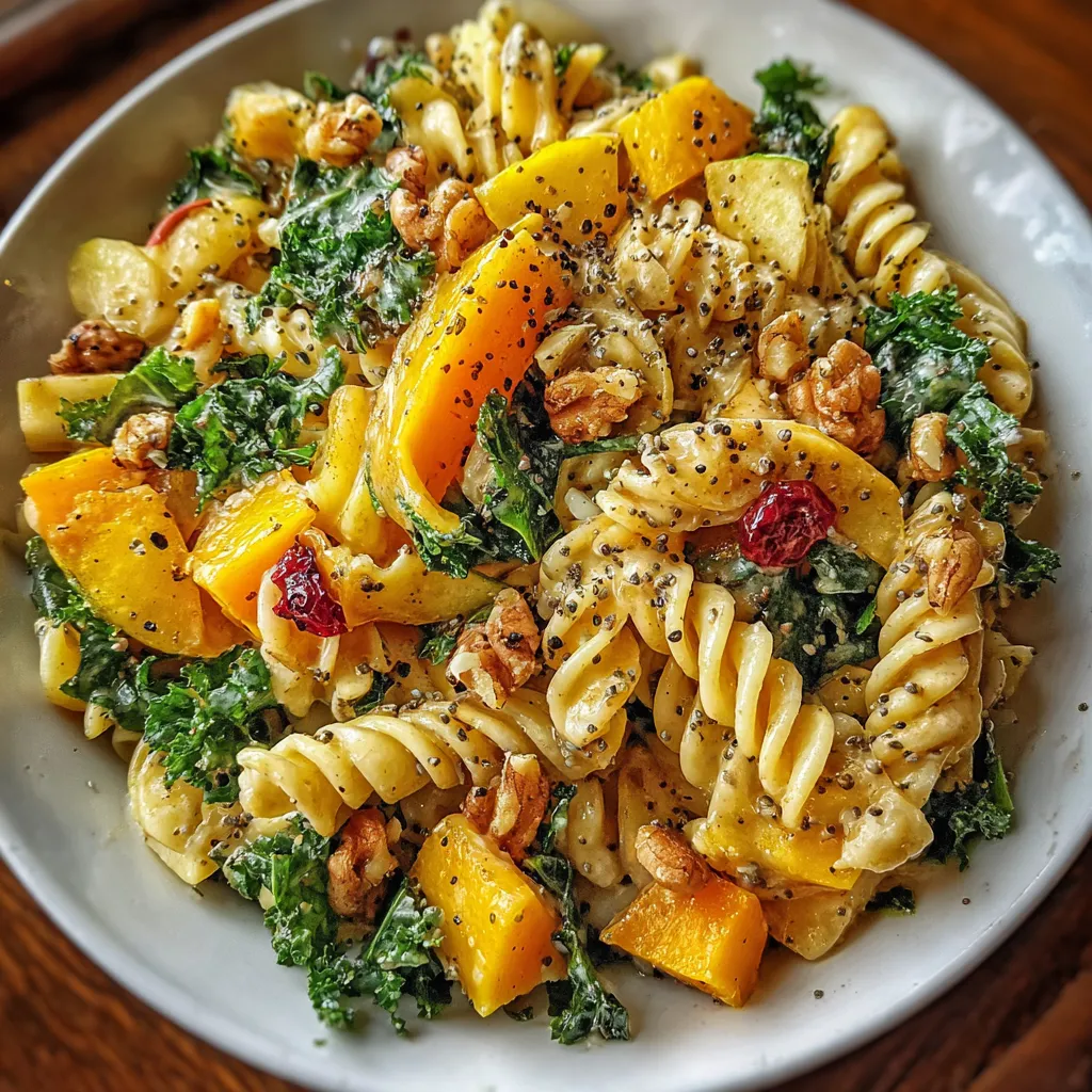 Vegan Fall Pasta Salad with Poppy Seed Dressing