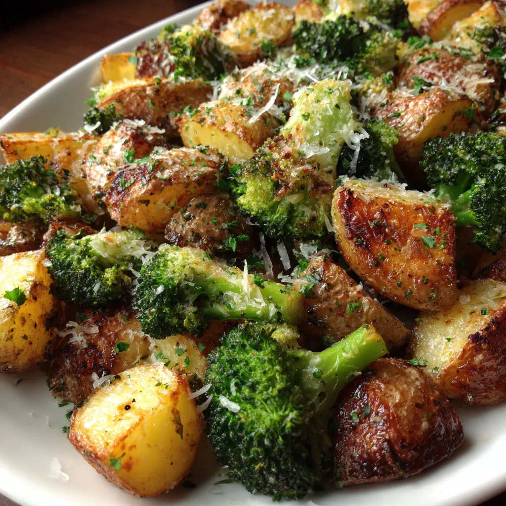 Roasted Potatoes and Broccoli with Parmesan