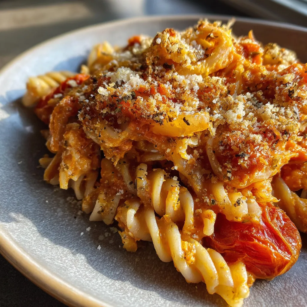 Pasta Bake with Pumpkin Tomato Sauce