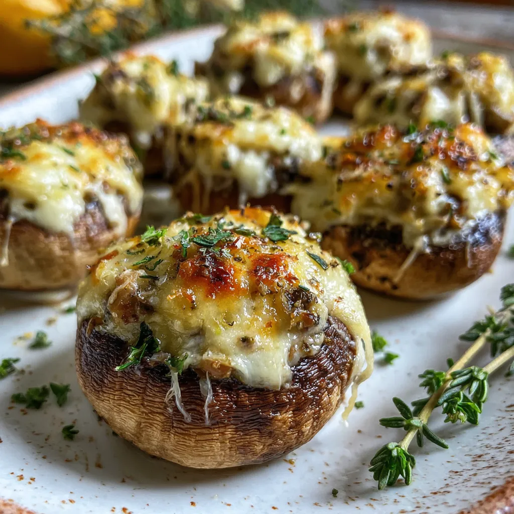 Savory Cheesy Baked Stuffed Mushrooms