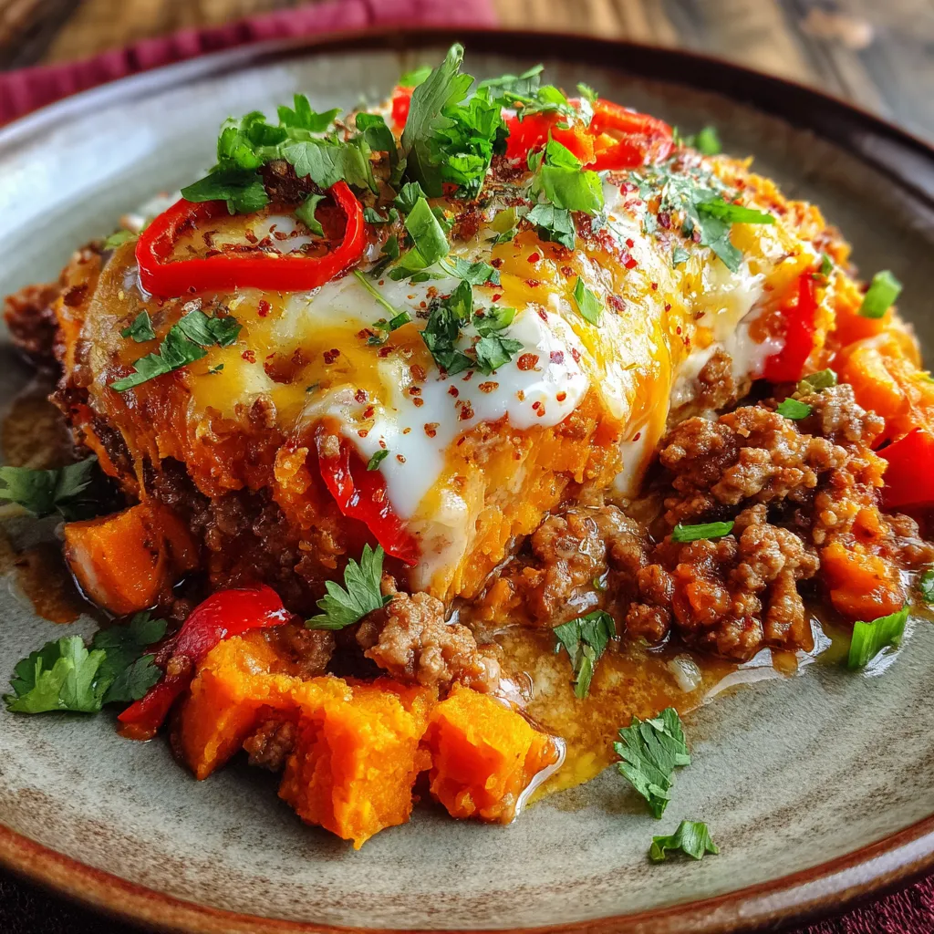 Healthy Ground Turkey Sweet Potato Bake