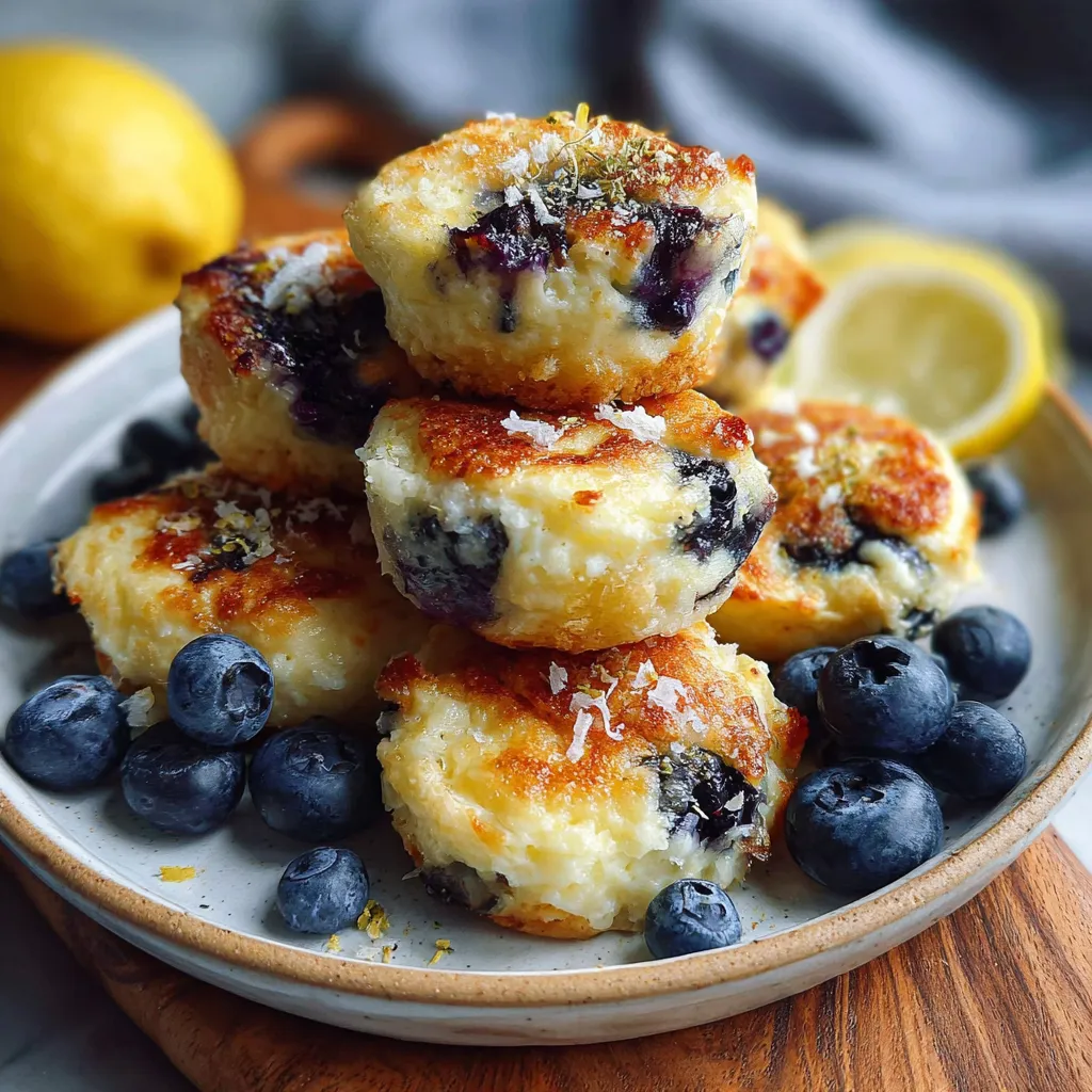 Lemon Blueberry Cottage Cheese Pancake Bites